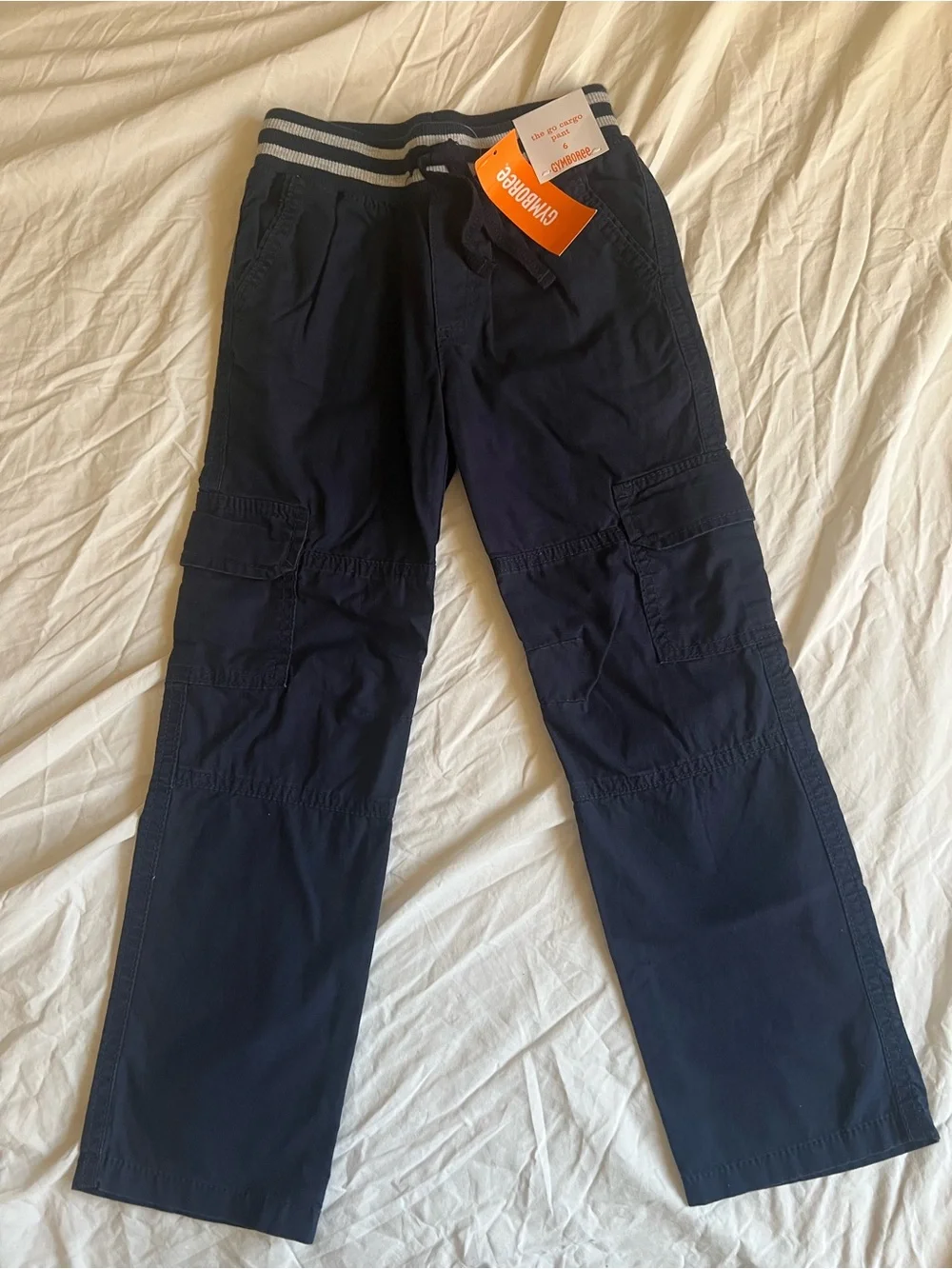NWT Gymboree Boys Pull On Cargo Navy Blue Pants Elastic Waistband Size 6